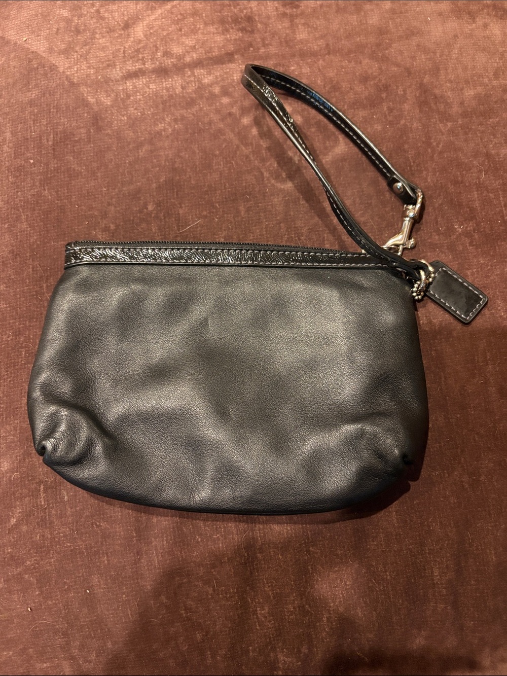 Coach Black Leather Wristlet with Logo Detail - Picture 2 of 6